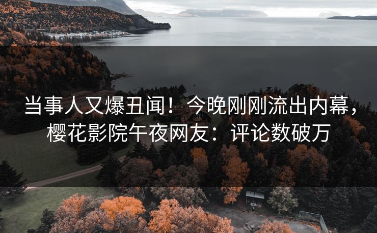 当事人又爆丑闻！今晚刚刚流出内幕，樱花影院午夜网友：评论数破万