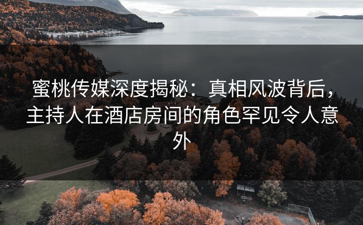 蜜桃传媒深度揭秘：真相风波背后，主持人在酒店房间的角色罕见令人意外